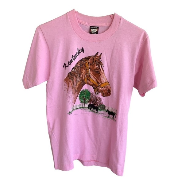 American Vintage Tops - Vintage Kentucky Horse Shirt Adult Large Women’s 90s Tee Pink Royalprints